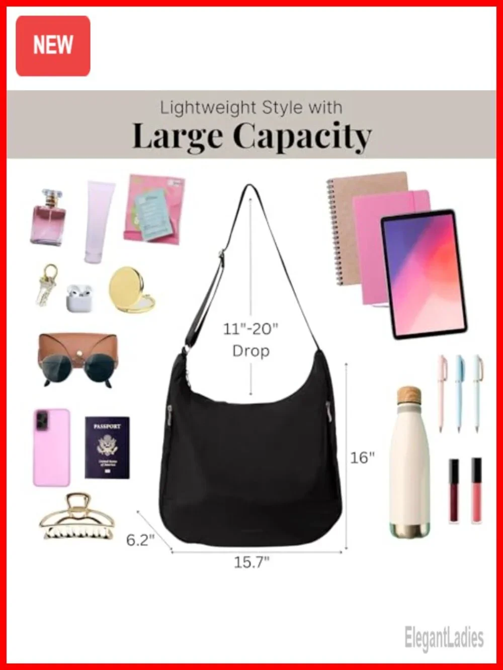Lightweight Nylon Hobo Crossbody Bag with RFID Protection
